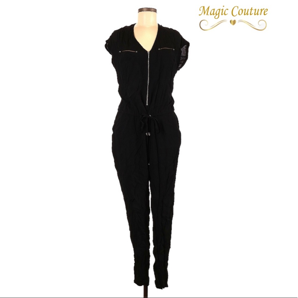 Rebecca Taylor Zip Front Drawstring Waist Jumpsuit🖤🖤🖤